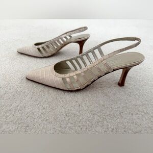Talbots alligator effect leather slingback heels shoes - size 8
